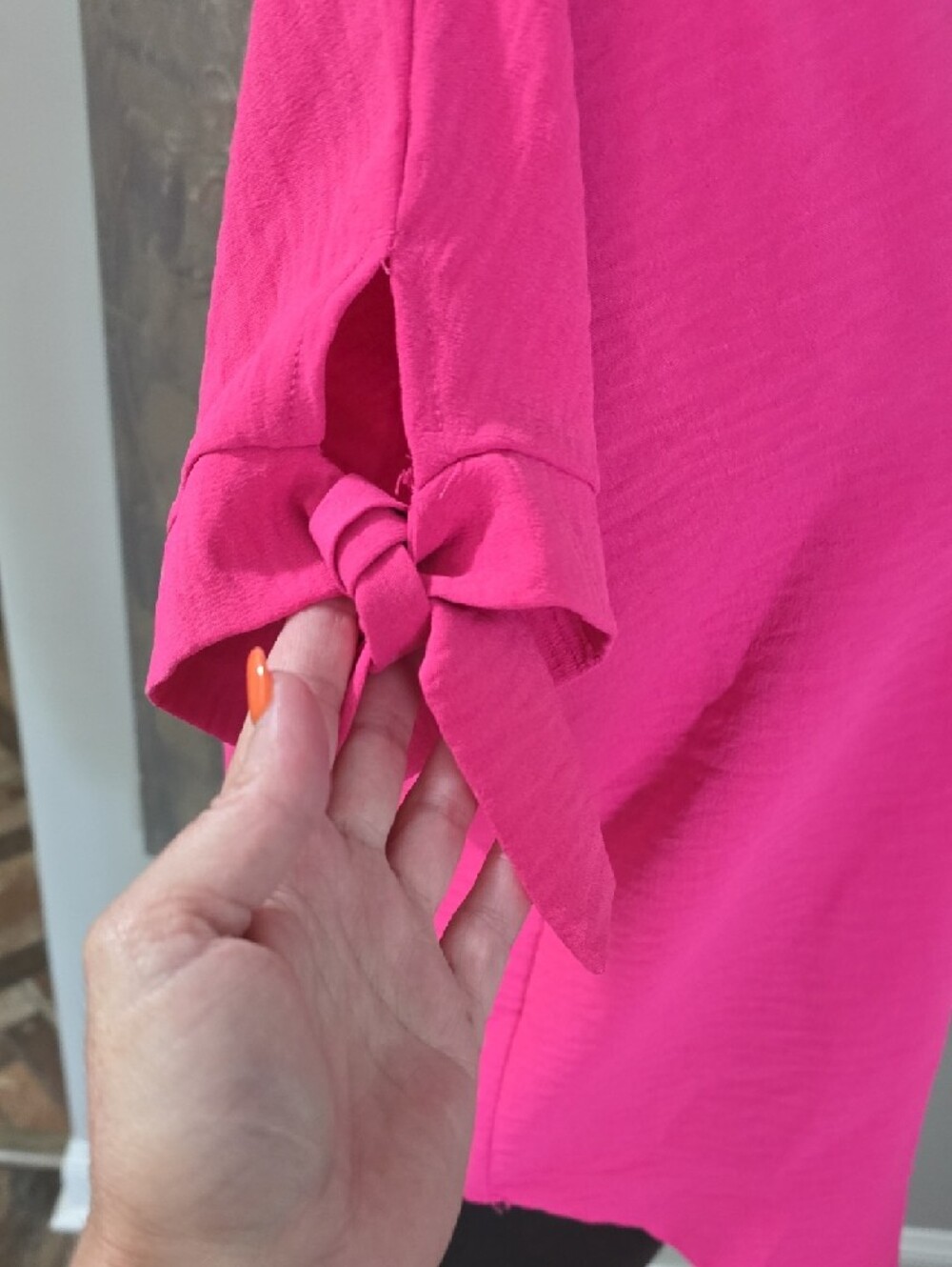 Women's Short-Sleeve Tunic Polo in Vibrant Pink - Picture 2 of 2
